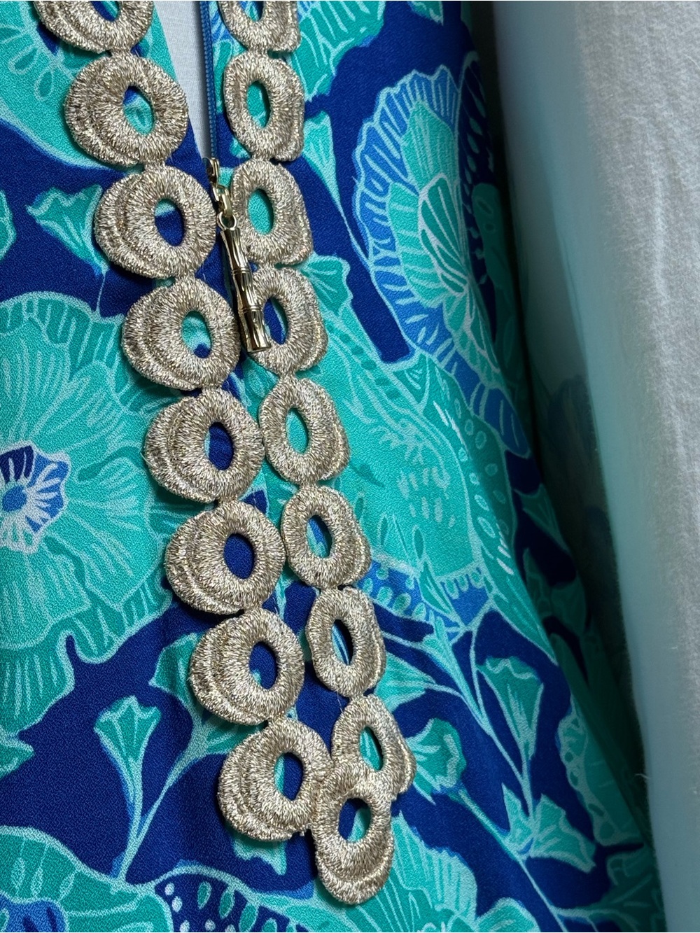 Bright Turquoise, Royal Blue & Gold Lilly Pulitzer Dress - Picture 11 of 16
